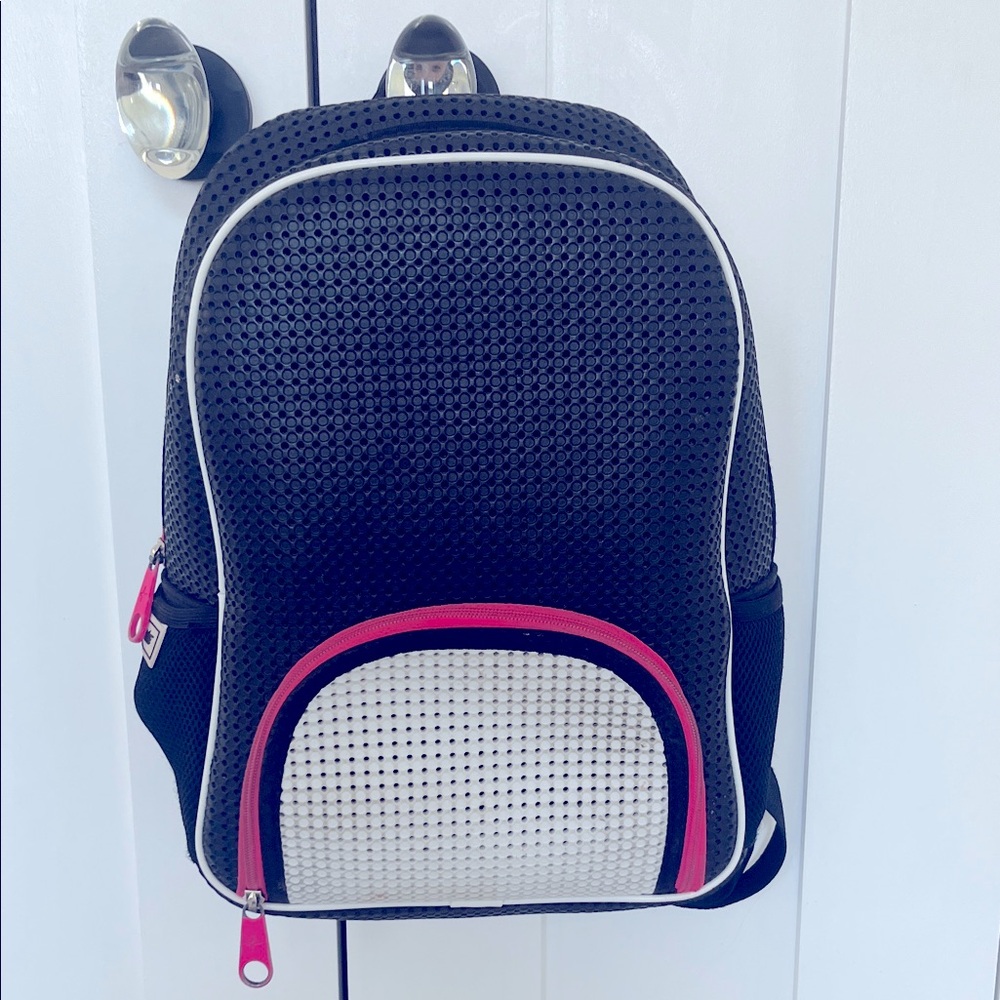 Kids Black and White Backpack with Pink Accents-light+shine